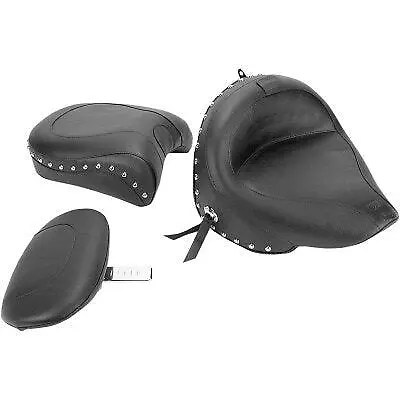 Mustang 79240 Two-Piece Studded Seat W/Driver Backrest 02-11 Yamaha V-Star 1100 • $1025