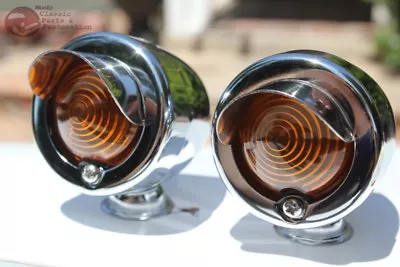 Chrome Amber Custom Marker Lights Pair Custom Car Truck Hot Rat Street Rod New • $71.61