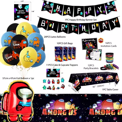 Among Us Party Supplies Tableware Banner Balloons Kids Birthday Decoration  • $5.99