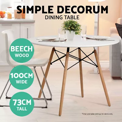 Artiss Dining Table Round 4 Seater Replica DSW Eiffel Kitchen Cafe Table 100CM • $129.95