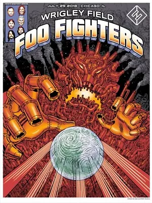 $325 • Buy Foo Fighters Chicago July 29 2018 Concert Tour Poster Wrigley Field Emek
