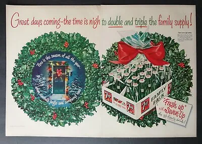 Vintage 1953 7-Up Soda Christmas Wreath Two Page Original Ad 723 • $6.99
