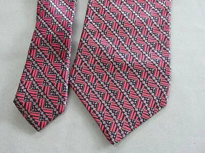 Vtg Brioni Silk Neck Tie Red Black Gold Pattern Italy 100% Silk Necktie Used • $14.99