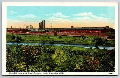 Massillon Ohio~Republic Iron & Steel Co Factory~1936 Linen Postcard • $8.99
