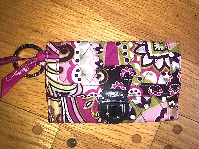 VERA BRADLEY VERY BERRY PAISLEY CLUTCH ID COIN PURSE FLORAL GARDEN PINK Wallet • $13.99