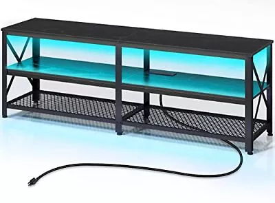 Rolanstar TV Stand For 65 70 Inch TV With Power Outlets & Led Lights Long 63... • $85.37