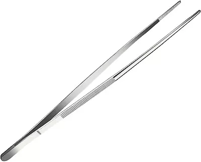 12  Silver Stainless Steel Long Food Tongs Straight Tweezers Kitchen • $7.99