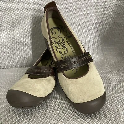 Merrell Plaza Bandeau Dark Taupe Mary Jane Suede & Leather Slip On Shoes Size 7 • $25