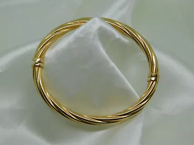 9ct Gold Hinged Hollow Twist Bangle • £445