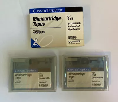 NEW SEALED 2pk Conner 4000QT 4GB Data Tape MiniCartridge QIC-3080 Wide QW3080XLF • $24.49