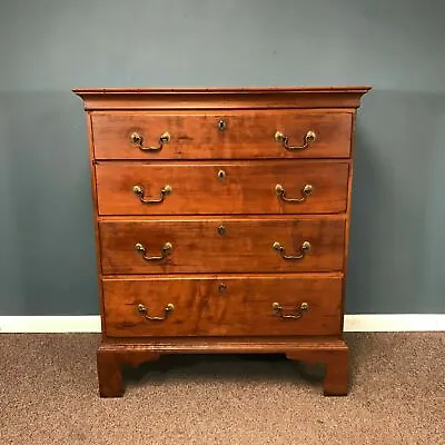 $1995 • Buy 19th Century New England Figured Cherry 4 Drawer Chippendale Chest