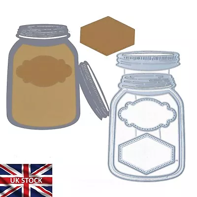 Large Jar With Stitch/Dot Pattern Tags /Labels Metal Cutting Dies Set A7 • £5.44