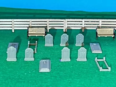 £5.95 • Buy 13 No Mixed Grey Gravestones 00 GAUGE Model Railway Scenery Decoration Halloween