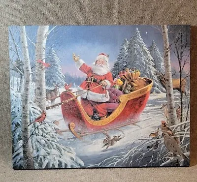 R.J. McDonald Christmas Parade Canvas Art Print 21.5  X 27  Santa Sleigh Gifts • $74.99