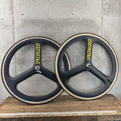 Vintage Specialized Tri Spoke Wheel Set 700c Clincher Composite   USA TT 130 A2 • $599.99