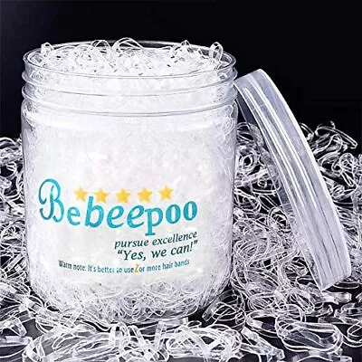 Clear Mini Elastic Rubber Hair Bands，BEBEEPOO 2500pcs Soft Elastics Ties Bands • $11.99