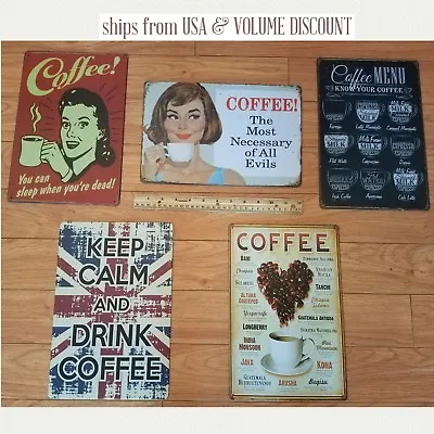 COFFEE Tin Signs Coffee Kitchen Signs Metal Coffee Shop Sign - Vintage Metal Art • $5.95