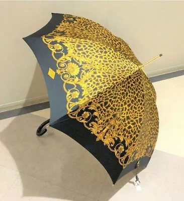 Authentic Gianni Versace Vintage Umbrella Nylon Black Gold • $280