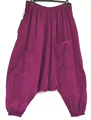 Plus Size La Bass Fuchsia Cotton Cord 2 Pockets Balloon Harem Pants 4xl-5xl • $94.72