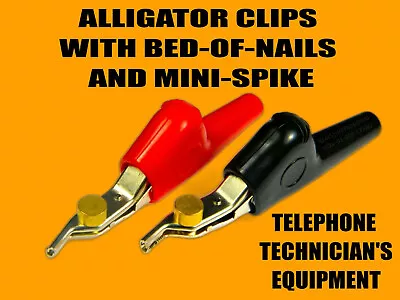 Bed Of Nails & Mini Spike Angled Alligator Clips Pair Red & Black Insulated 👍 • $10.85