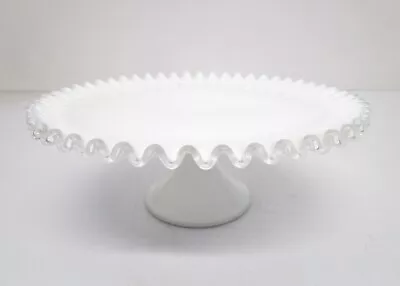 Vtg Fenton Ruffled Edge Silver Crest Milk Glass Cake Plate Pedestal Stand 13  • $49.95