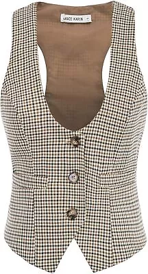 GRACE KARIN Womens Waistcoat Vest Vintage Steampunk Dress Racerback Jacquard Jac • $77.34