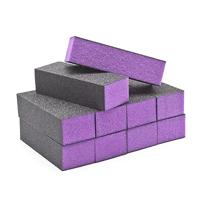 10pc Nail Buffer Blocks 3 Way Buffers Black Purple Sanding Block 120/120/120 • $9.49