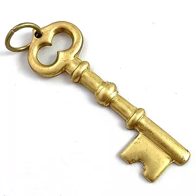 Vintage Charm Pendant Patina Victorian Style Skeleton Key Brass Metal Stamping • $14.99