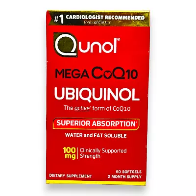 Qunol Mega CoQ10 Ubiquinol Dietary Supplement 60 Softgels 2 Month Supply NEW • $23.50