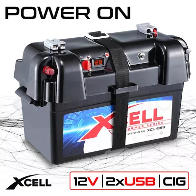 X-CELL Deep Cycle Battery Box Marine Storage Case 12v Camper Camping Boat Power • $96