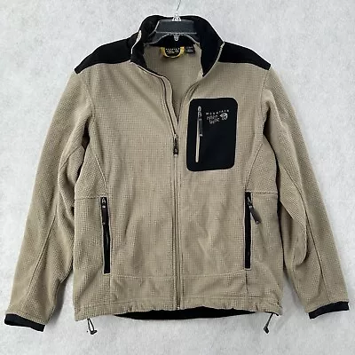 Mountain Hardwear Bedlam Jacket LARGE Waffle Grid Ripstop Fleece Full Zip Beige • $49.99