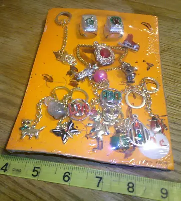 Vintage Display 10c Card Rings Charms Key Chains #jd321 • $25