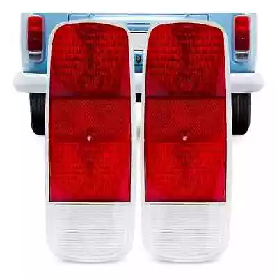 1972-1979 Vw Bus Rear Tail Light Lens Set Left & Right Pair Red Clear Fit Puma • $24