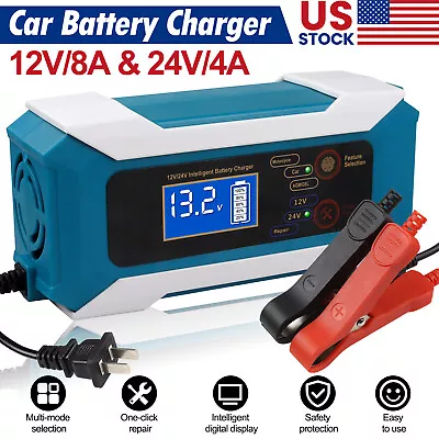 Heavy Duty Car Battery Charger 12V/24V Smart Automatic Intelligent Pulse Repair • $21.69