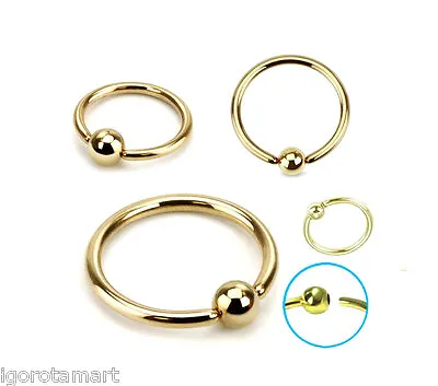 Ball Bead Nose Belly Lip Ears Ring Septum Hoop Gold BCR Captive Body Piercings • £2.99