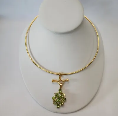$9.99 • Buy Joan Rivers Classic Collection Choker Green Rhinestone Pendant Necklace