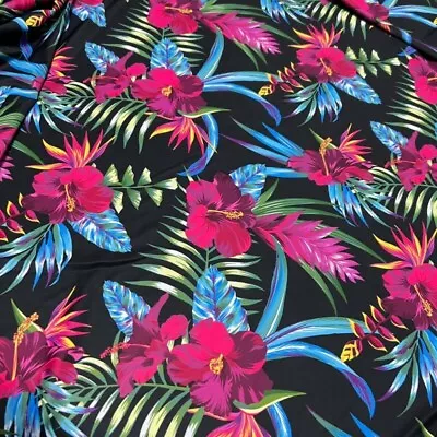 Spandex Fabric Print 4 Way Stretch / Hawaiian Tropical Cayennes By Yard • $12.99