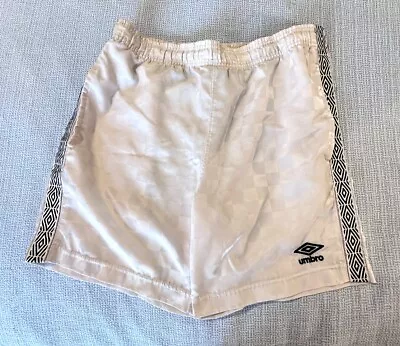 Vintage Umbro Soccer Shorts Checkered White Embroidered Logo Drawstring SMALL • $24