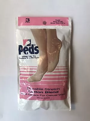 Vintage Socks Cotton Blend Foot Covers Nude 3 Pair Size Small Shoe Size 4-6 1/2 • $12.95