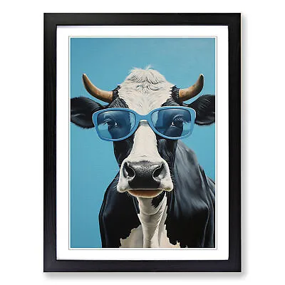 Cow With Glasses No.2 Wall Art Print Framed Canvas Picture Poster Decor • £14.95