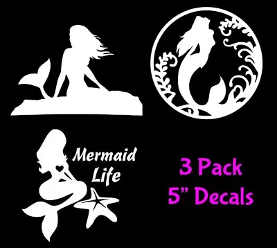 Mermaid Life Heart 3 Pack Vinyl Decals Car Truck Windows Tablet Laptop Notebook • $9.98