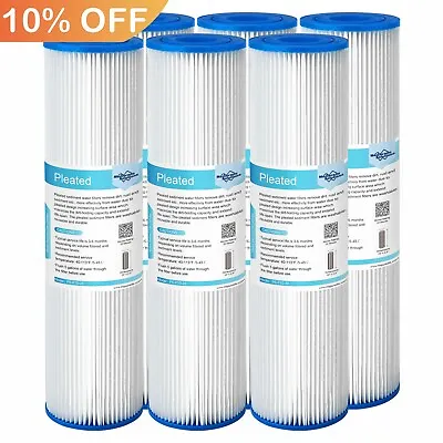 6 Pack Washable Pleated Whole House Sediment Water Filter Replacement 10  X 2.5  • $29.69