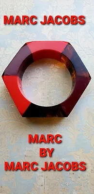 Marc By Marc Jacobs High Tide Hexagon Red Aubergine Amber Resin Bangle Bracelet • $49.99