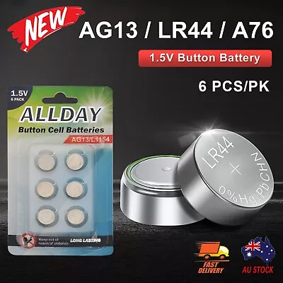 NEW LR44 Battery AG13 A76 Button Cell Batteries Alkaline 1.5V ALLDAY • $3.69