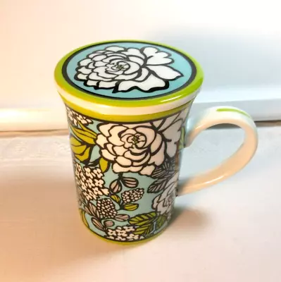 Vera Bradley ISLAND BLOOMS *1 Coffee/Tea Mug With Lid*  4 1/4  Porcelain EXC • $12.99