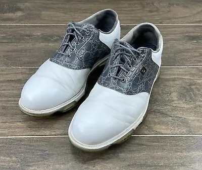 FootJoy Dryjoys Golf Shoes Mens White 9.5 W 53776 30th Anniversary Croc Saddle • $48.75