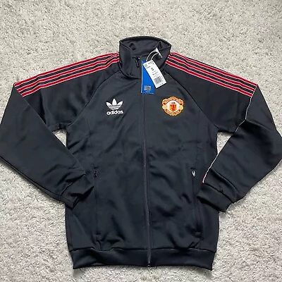 NEW Manchester United Track Jacket Men Small Black Adidas Soccer England HP045 • $74.95