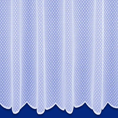 Honeycomb White Patterned Voile Net Curtain - Sold In Set Sizes - Free Postage • £4.13