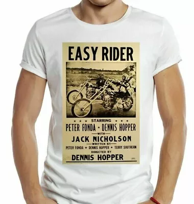 Easy Rider T-shirt Biker 60s 70s Retro Movie Fil Poster Tee Hippie Cafe Racer  • £6.99