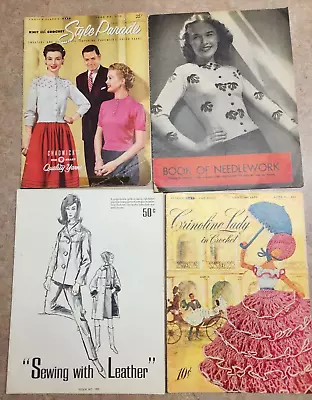 VTG Lot 4 PATTERN Booklets Instruction CROCHET KNITTING LEATHER NEEDLEWORK 40S • $10